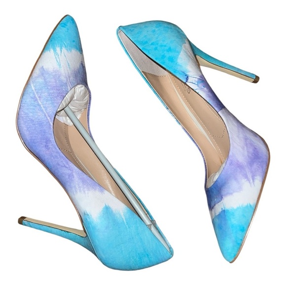 NIB Charles by Charles David stilettos size 9 tye die leather blue artsy fall - Picture 2 of 11